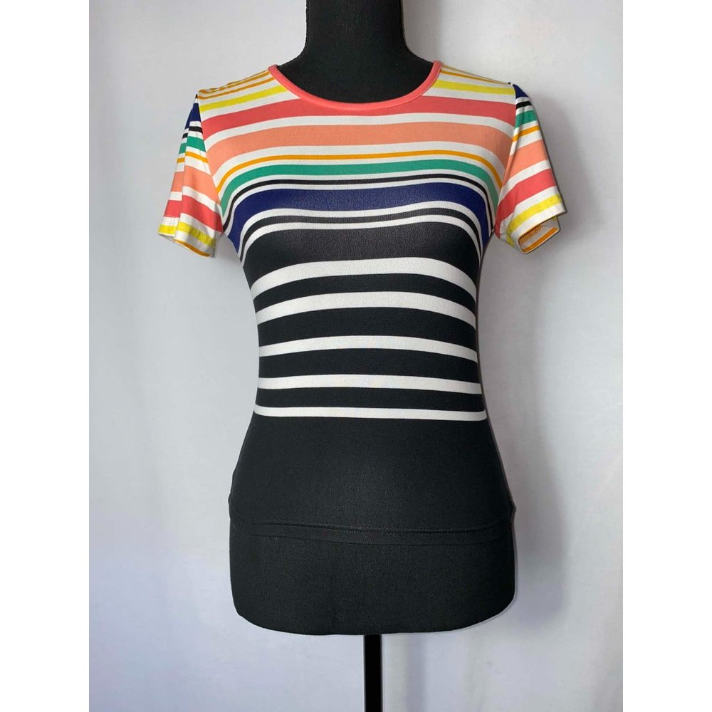 Derek Heart Fitted Multicolored Striped Shirt Size Small